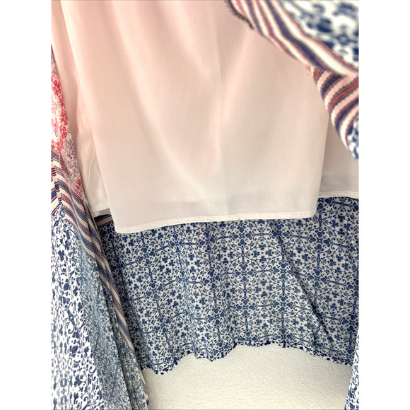 New Direction Midi Skirt Womens‎ Medium Red Blue Boho Hippie Assymetrical Flowy - Picture 6 of 10